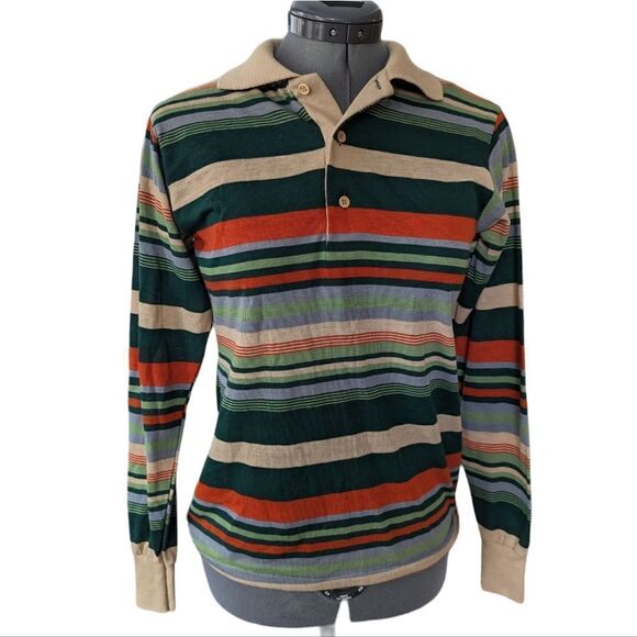 Vintage JCPENNEY‎ striped long sleeve polo shirt - Picture 3 of 5